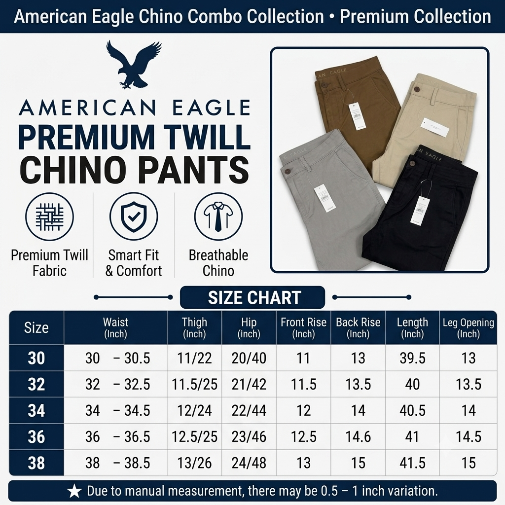 Size chart for AE Black Color